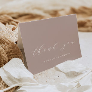 Tarjeta De Agradecimiento Caligrafía Rosa Taupe Personalizada