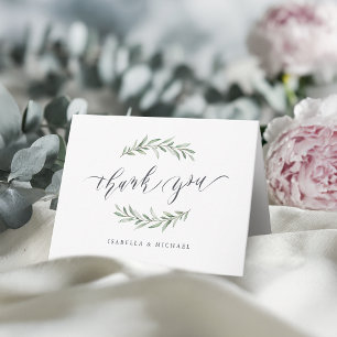 Tarjeta De Agradecimiento Caligrafía sencilla agradecer vegetación rústica