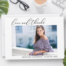 Caligrafía Tinta Amor y Gracias Foto Graduada