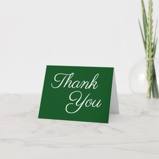 Tarjeta De Agradecimiento Caligrafía verde esmeralda y elegante blanca (Anverso)