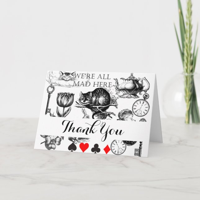 Tarjeta De Agradecimiento Cáliz clásico del gato de Cheshire en wonderland m (Anverso)