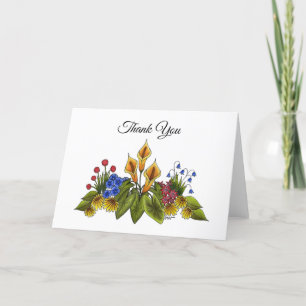 Tarjeta De Agradecimiento Calla Amarilla Lilies Floral Garden Doodle Scene