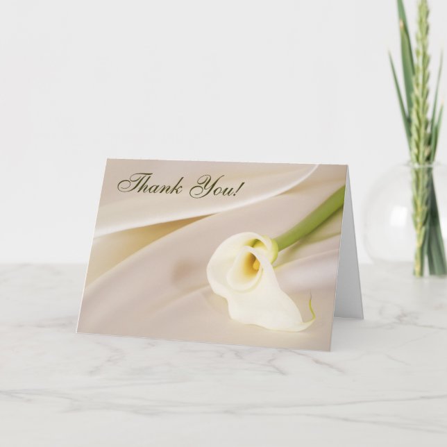 Tarjeta De Agradecimiento Calla Lily En White Satin, ¡Gracias! (Anverso)