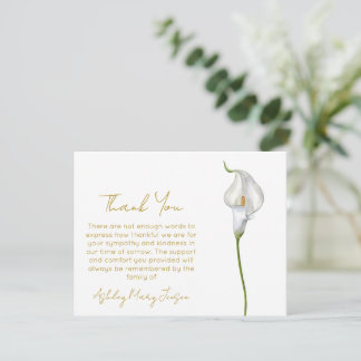 Tarjeta De Agradecimiento Calla Lily Funeral Thank You Card Bereavement 