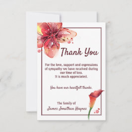 Tarjeta De Agradecimiento Calla Lily Gracias Por La Solidaridad Funeral