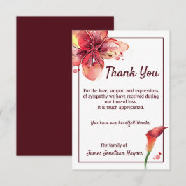 Tarjeta De Agradecimiento Calla Lily Gracias Por La Solidaridad Funeral