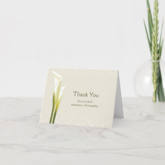 Tarjeta De Agradecimiento Calla Lily Sympathy Gracias Cartas