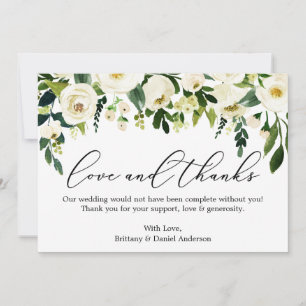 Tarjeta De Agradecimiento Calligrafía Amor Gracias Watercolor Flora Verde