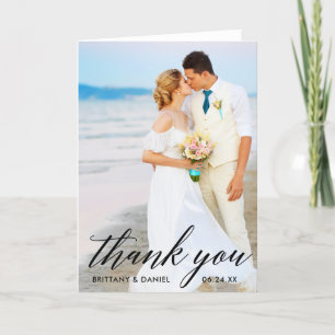 Tarjeta De Agradecimiento Calligrafía Bride Groom Boda Fold B
