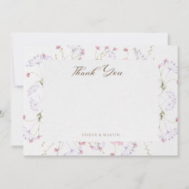 Tarjeta De Agradecimiento Calligrafía de flores silvestres de color de agua 