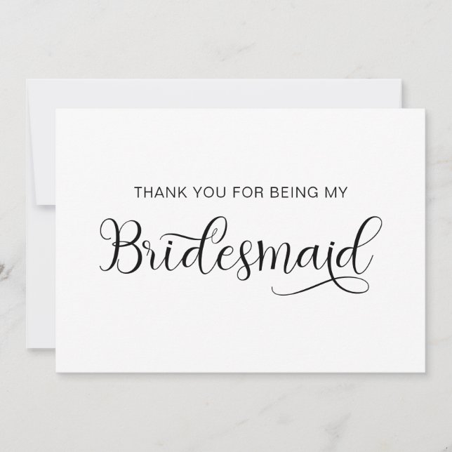 Tarjeta De Agradecimiento Calligrafía de moda Corazón Swash Bridesmaid (Anverso)