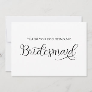 Tarjeta De Agradecimiento Calligrafía de moda Corazón Swash Bridesmaid