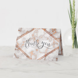Tarjeta De Agradecimiento Calligrafía de oro Rosa/mármol de cobre