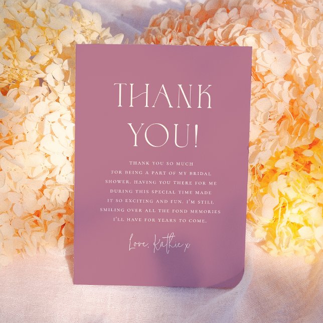 Tarjeta De Agradecimiento Calligrafía floral audaz ducha morada (Subido por el creador)