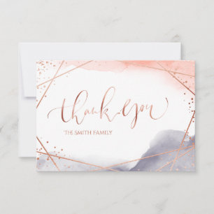 Tarjeta De Agradecimiento Calligrafía geométrica de la acuarela del amanecer