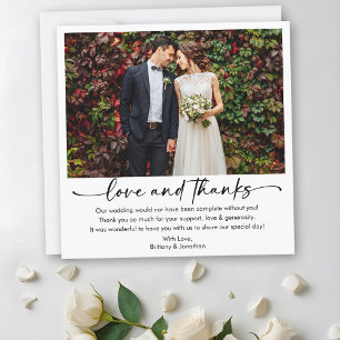 Tarjeta De Agradecimiento Calligrafía Tinta Pen Script Boda de fotos Square