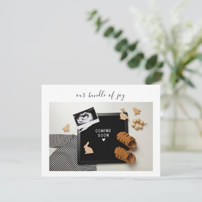 Tarjeta De Agradecimiento Calligraphy Bundle of Joy Baby Announcement Card (Anverso de pie)
