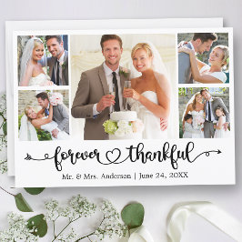 Tarjeta De Agradecimiento Calligraphy Heart Forever Thankful 5 Photo Wedding
