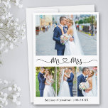 Tarjeta De Agradecimiento Calligraphy Heart Mr. and Mrs. 4 Photo Boda<br><div class="desc">Escritura moderna Minimalista de caligrafía simple Mr. and Mrs. Heart Boda Bride and Groom 4 Photo Card</div>