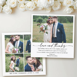 Tarjeta De Agradecimiento Calligraphy Ink Pen Love Boda 5 Fotos Square