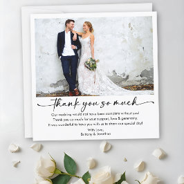 Tarjeta De Agradecimiento Calligraphy Ink Pen Script Boda Photo Square