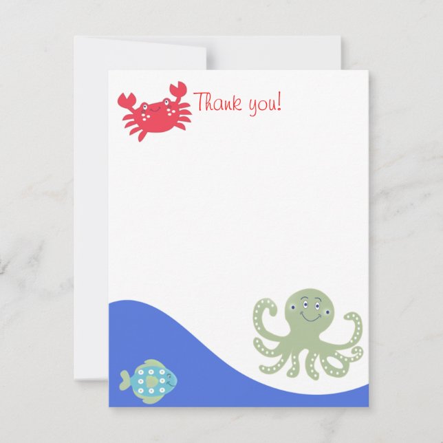 Tarjeta De Agradecimiento CALYPSO Under Sea Octopus Flat (Anverso)