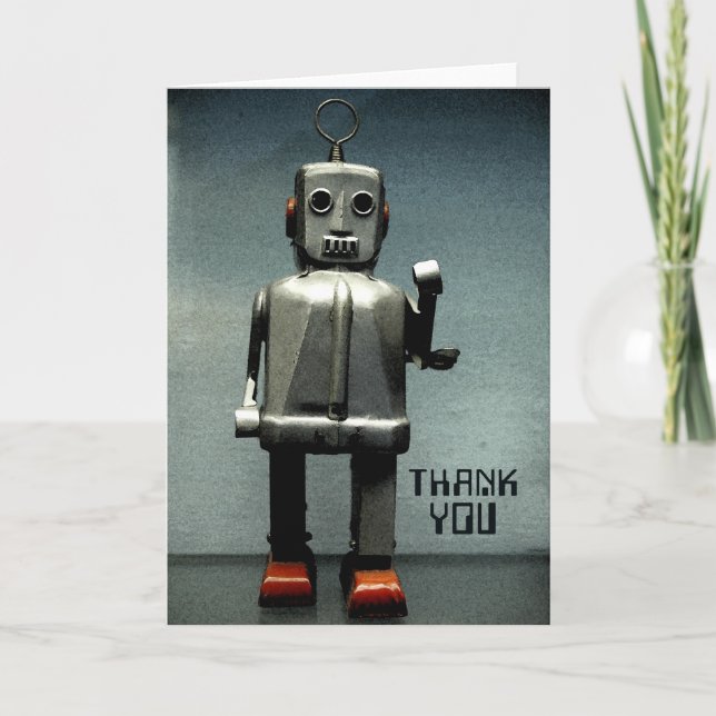Tarjeta De Agradecimiento Calzado Rojo Robot (Anverso)