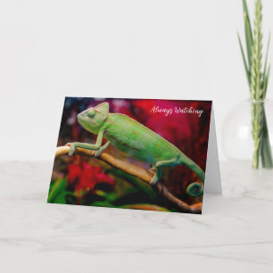 Tarjeta De Agradecimiento Camaleón verde en la rama