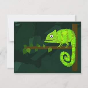 Tarjeta De Agradecimiento Camaleón verde lindo