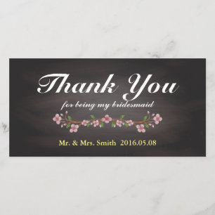 Tarjeta De Agradecimiento Camarera Rusa Floral Chalkboard