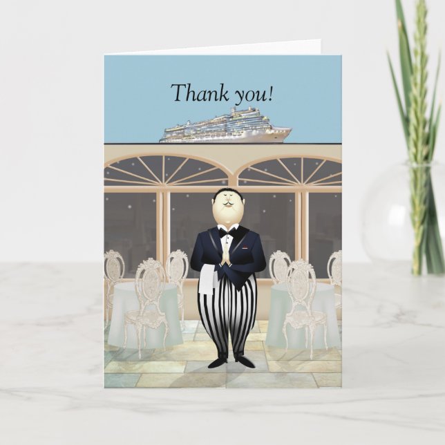 Tarjeta De Agradecimiento Camarero Caminante Waiter Gracias (Anverso)