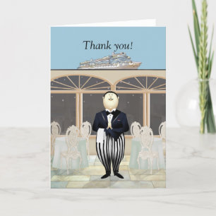 Tarjeta De Agradecimiento Camarero Caminante Waiter Gracias