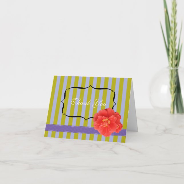 Tarjeta De Agradecimiento Camelia con Stripes: Purple (Anverso)