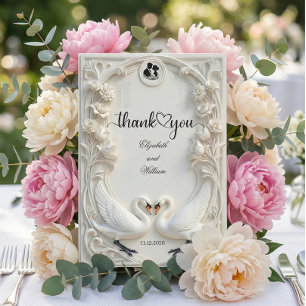 Tarjeta De Agradecimiento Cameo barroco marfil relieve falso