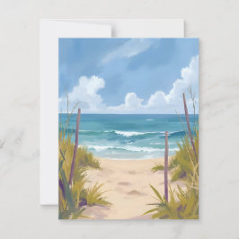 Tarjeta De Agradecimiento Camino de la Playa | Agua de Océano Pintura Coster