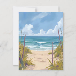 Tarjeta De Agradecimiento Camino de la Playa Agua de Océano Pintura Coster