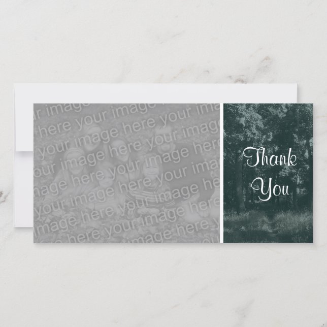 Tarjeta De Agradecimiento Camino de Woodland - Gracias - Verde oscuro (Anverso)