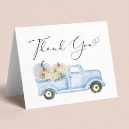 Tarjeta De Agradecimiento Camión azul calabaza Bebé Niño Ducha