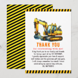 Tarjeta De Agradecimiento Camión basurero de construcción Fiesta de cumpleañ