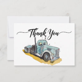 Tarjeta De Agradecimiento Camión Blue Semi de la fiesta de cumpleaños de los