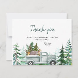 Tarjeta De Agradecimiento Camión de animales de pinos de invierno gracias ta