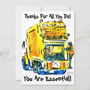 Tarjeta De Agradecimiento Camión de basura amarillo