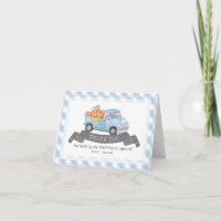 Camión de calabaza azul Gingham Boy Cumpleaños
