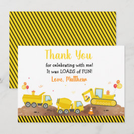 Tarjeta De Agradecimiento Camión De Construcción Montones De Fun Cumpleaños 