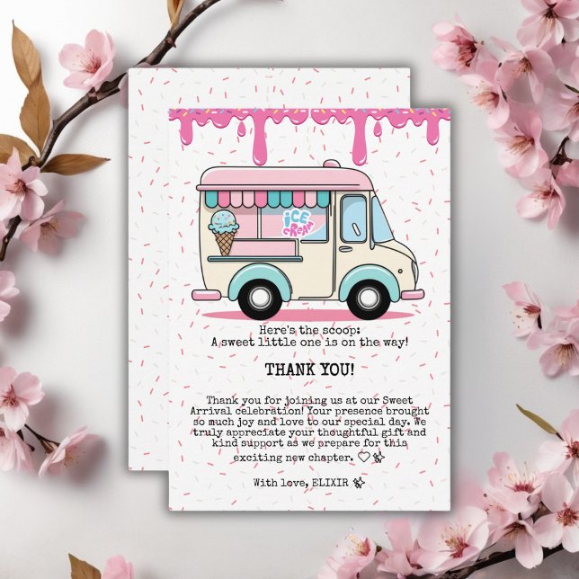 Tarjeta De Agradecimiento Camión de crema de hielo Dispersa Baby Shower (Subido por el creador)