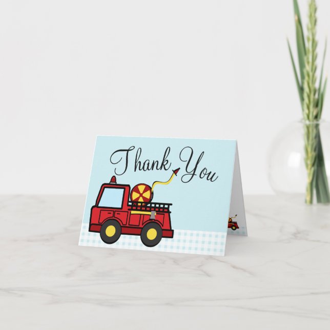 Tarjeta De Agradecimiento Camión de Fuego Gracias (Anverso)