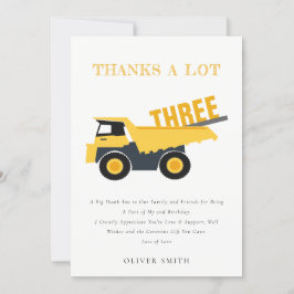 Tarjeta De Agradecimiento Camión de Volquete de Construcción Adorable Cumple
