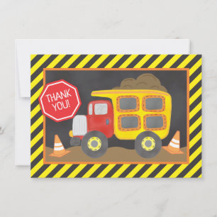 Tarjeta De Agradecimiento Camión de Volteo Fiesta de Cumpleaños de Construcc