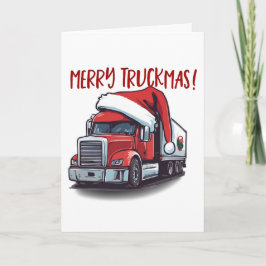 Tarjeta De Agradecimiento Camión navideño de Feliz Navidad Semi Truckmas Gra
