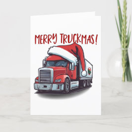 Tarjeta De Agradecimiento Camión navideño de Feliz Navidad Semi Truckmas Gra